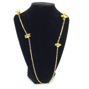 Jacklyn‎ Smith Necklace  Yellow Leather Flowers